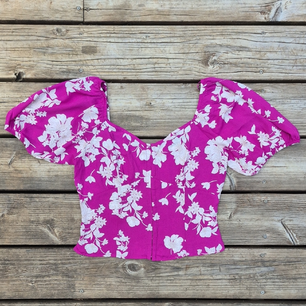 Floral Pink Puff Sleeve Top